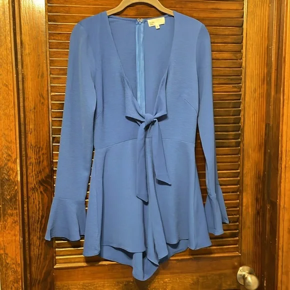 By The Way Jolie Blue Ruffle Romper From Revolve - Picture 2 of 7